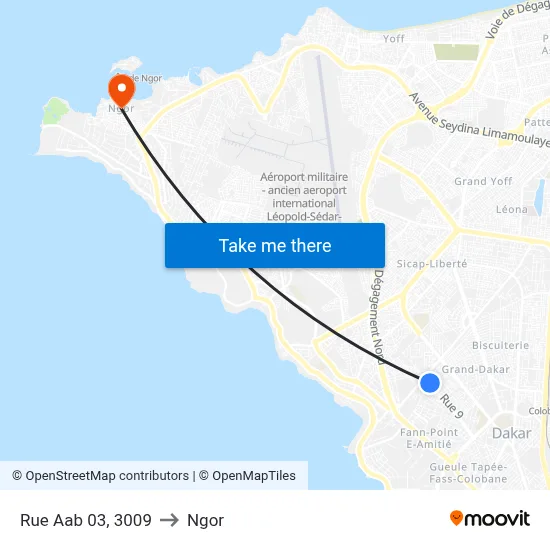Rue Aab 03, 3009 to Ngor map