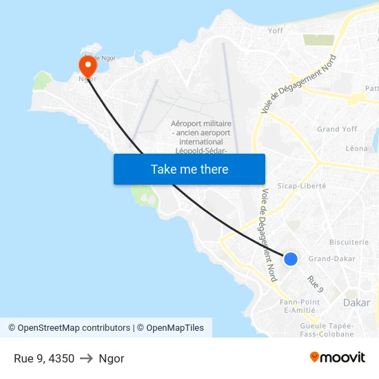 Rue 9, 4350 to Ngor map