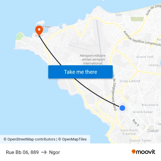 Rue Bb 06, 889 to Ngor map