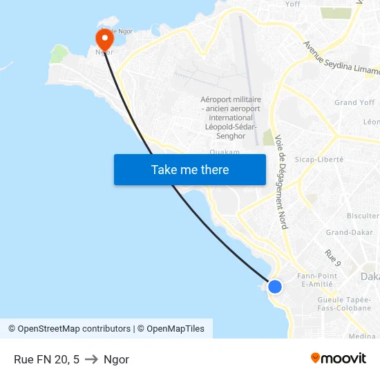 Rue FN 20, 5 to Ngor map