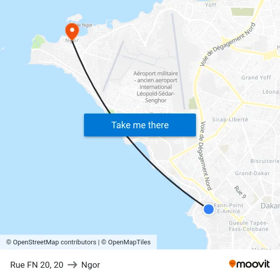 Rue FN 20, 20 to Ngor map