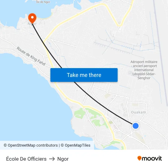 École De Officiers to Ngor map