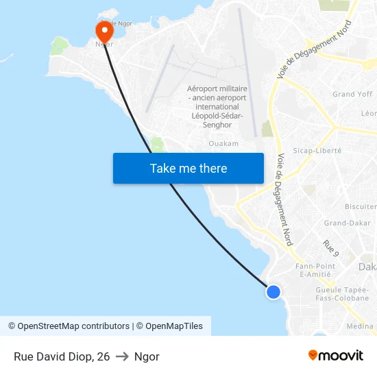 Rue David Diop, 26 to Ngor map