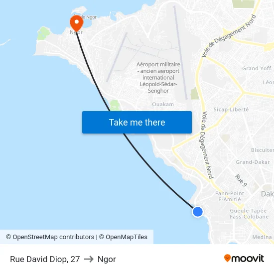 Rue David Diop, 27 to Ngor map