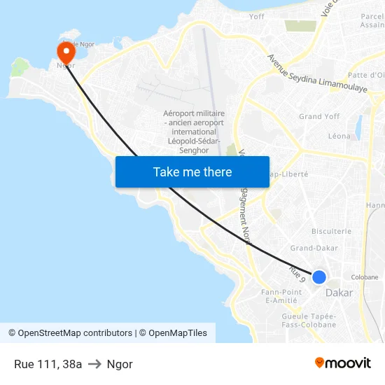 Rue 111, 38a to Ngor map