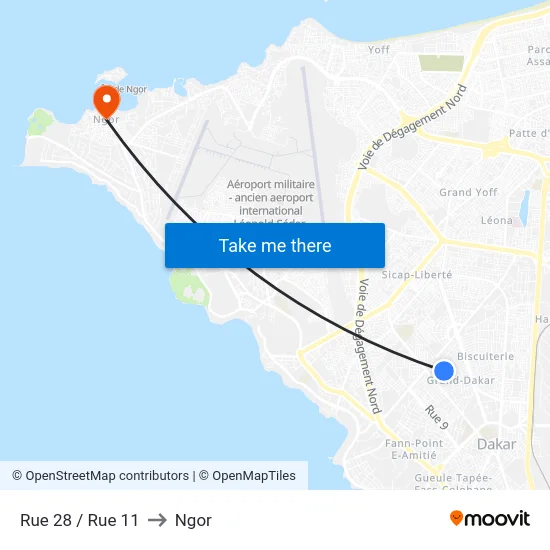 Rue 28 / Rue 11 to Ngor map