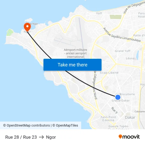 Rue 28 / Rue 23 to Ngor map