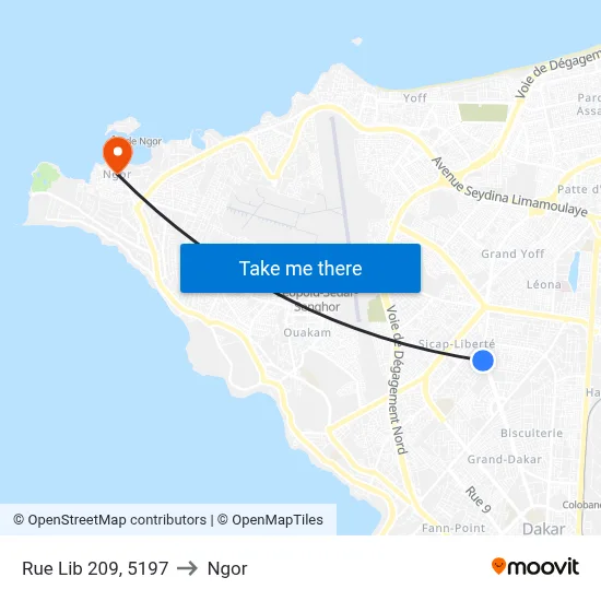 Rue Lib 209, 5197 to Ngor map