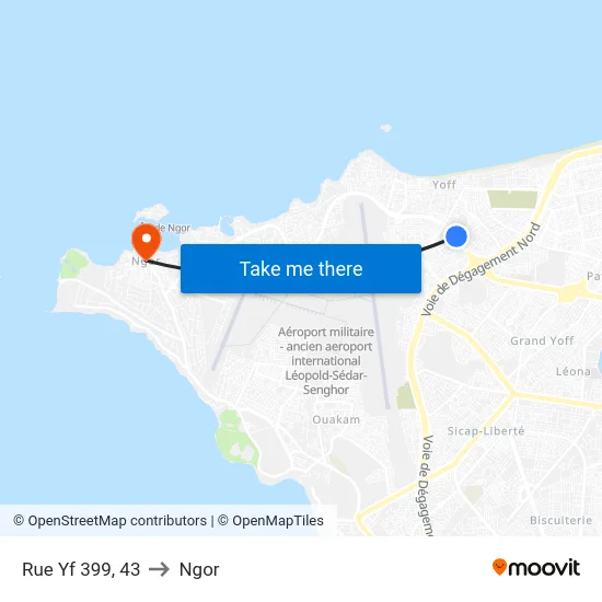 Rue Yf 399, 43 to Ngor map