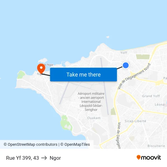 Rue Yf 399, 43 to Ngor map