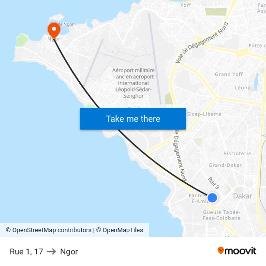 Rue 1, 17 to Ngor map