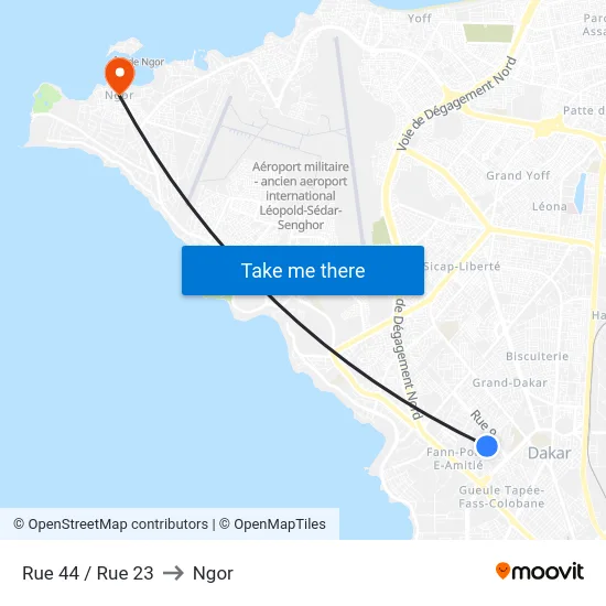 Rue 44 / Rue 23 to Ngor map