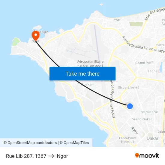 Rue Lib 287, 1367 to Ngor map