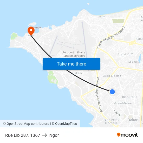 Rue Lib 287, 1367 to Ngor map