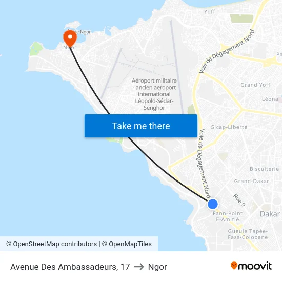 Avenue Des Ambassadeurs, 17 to Ngor map