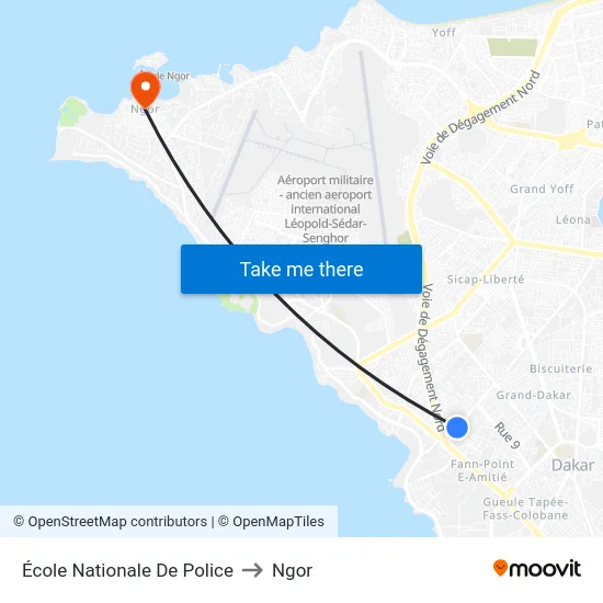 École Nationale De Police to Ngor map