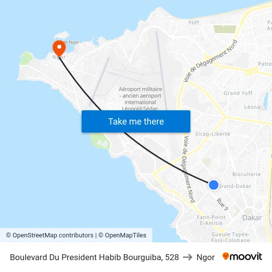 Boulevard Du President Habib Bourguiba, 528 to Ngor map