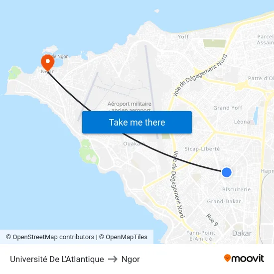 Université De L'Atlantique to Ngor map