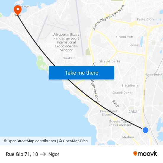 Rue Gib 71, 18 to Ngor map