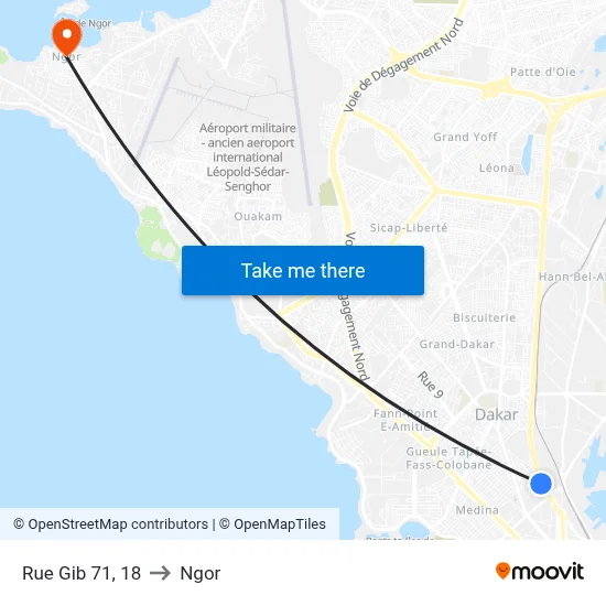 Rue Gib 71, 18 to Ngor map