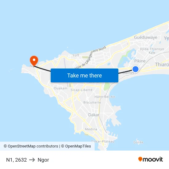 N1, 2632 to Ngor map