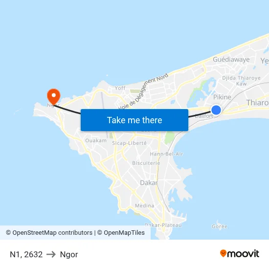 N1, 2632 to Ngor map