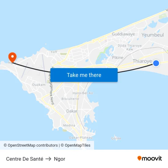 Centre De Santé to Ngor map