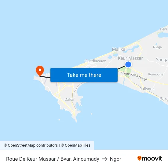 Roue De Keur Massar / Bvar. Ainoumady to Ngor map