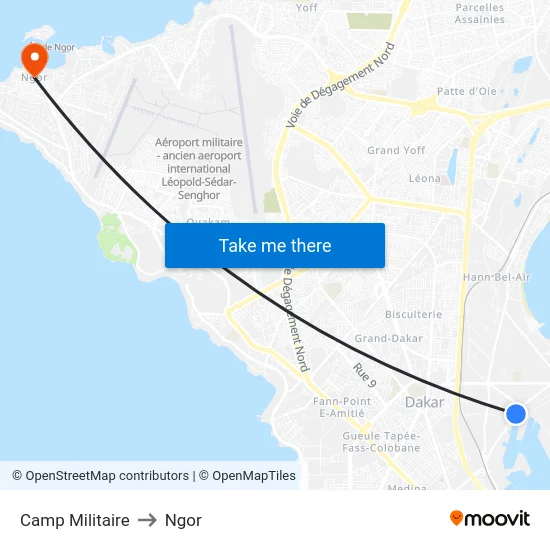 Camp Militaire to Ngor map