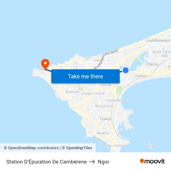 Station D'Épuration De Cambérene to Ngor map