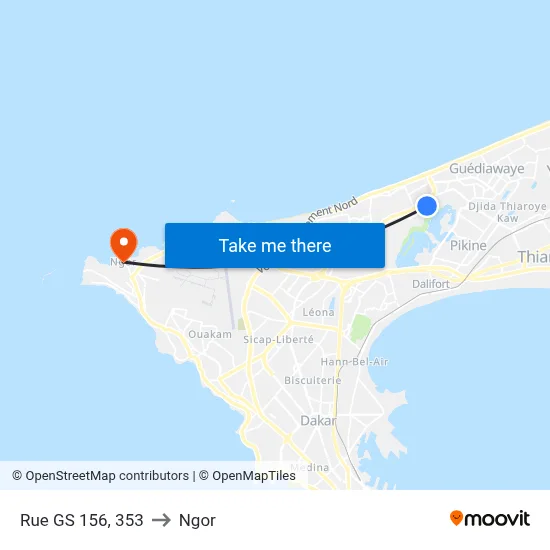 Rue GS 156, 353 to Ngor map