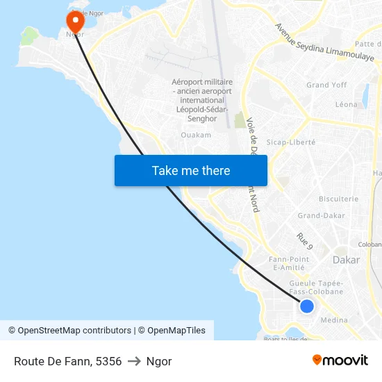 Route De Fann, 5356 to Ngor map