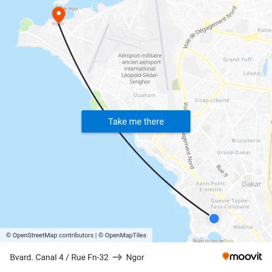 Bvard. Canal 4 / Rue Fn-32 to Ngor map