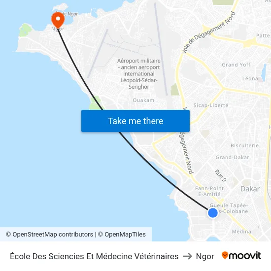 École Des Sciencies Et Médecine Vétérinaires to Ngor map