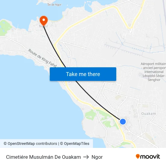 Cimetiére Musulmán De Ouakam to Ngor map