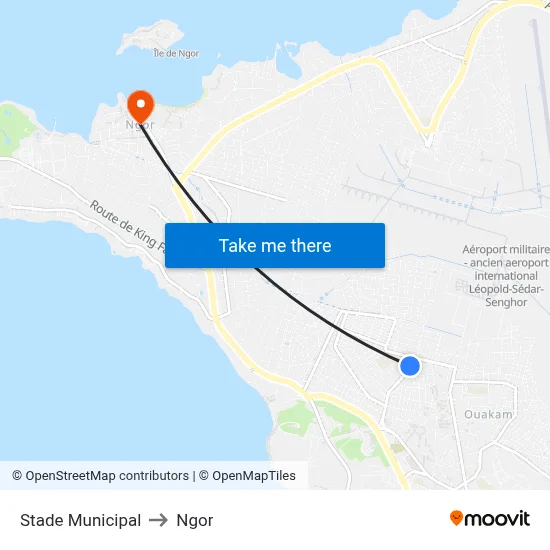 Stade Municipal to Ngor map