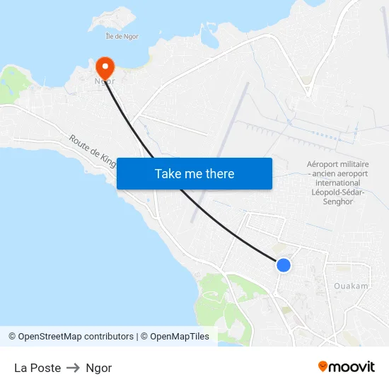 La Poste to Ngor map