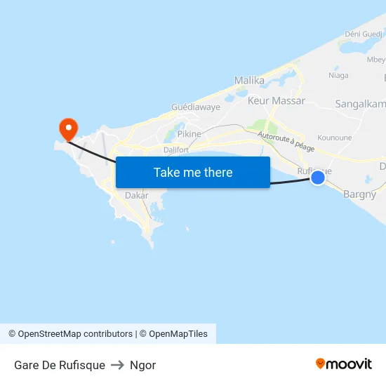 Gare De Rufisque to Ngor map