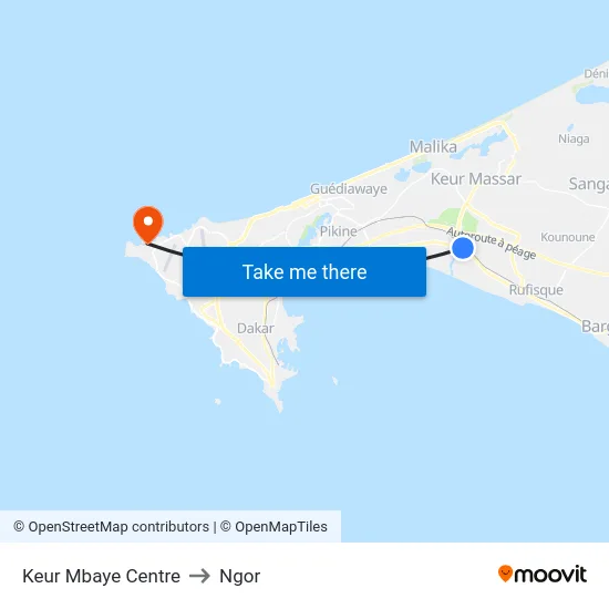 Keur Mbaye Centre to Ngor map