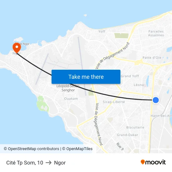 Cité Tp Som, 10 to Ngor map