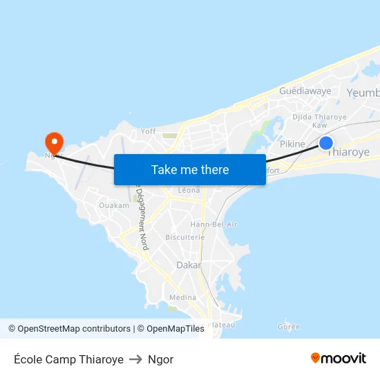 École Camp Thiaroye to Ngor map