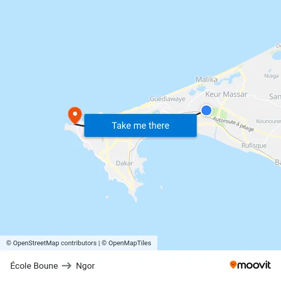 École Boune to Ngor map