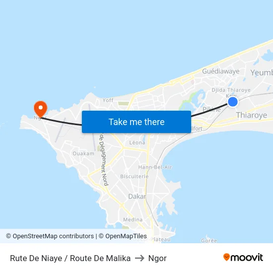 Rute De Niaye / Route De Malika to Ngor map