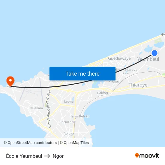 École Yeumbeul to Ngor map