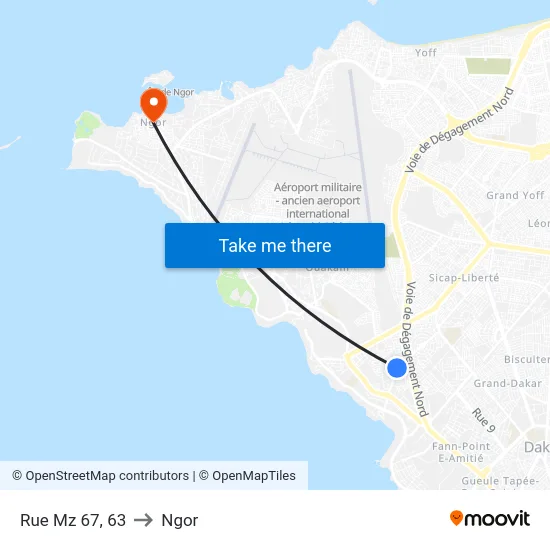 Rue Mz 67, 63 to Ngor map