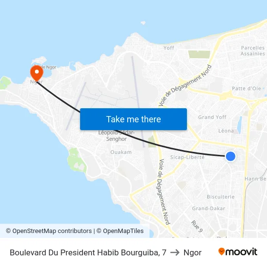 Boulevard Du President Habib Bourguiba, 7 to Ngor map