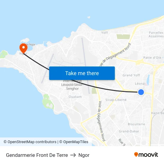 Gendarmerie Front De Terre to Ngor map