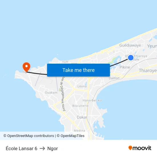 École Lansar 6 to Ngor map