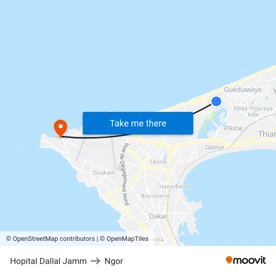 Hopital Dallal Jamm to Ngor map