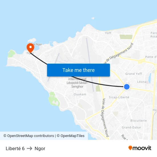 Liberté 6 to Ngor map